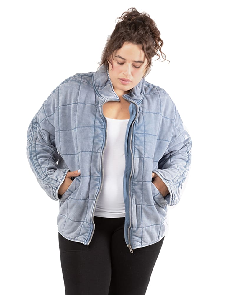 Plus size model wearing Sakari Washed Quilted Jacket by Dex Plus | Dia&Co | dia_product_style_image_id:183898